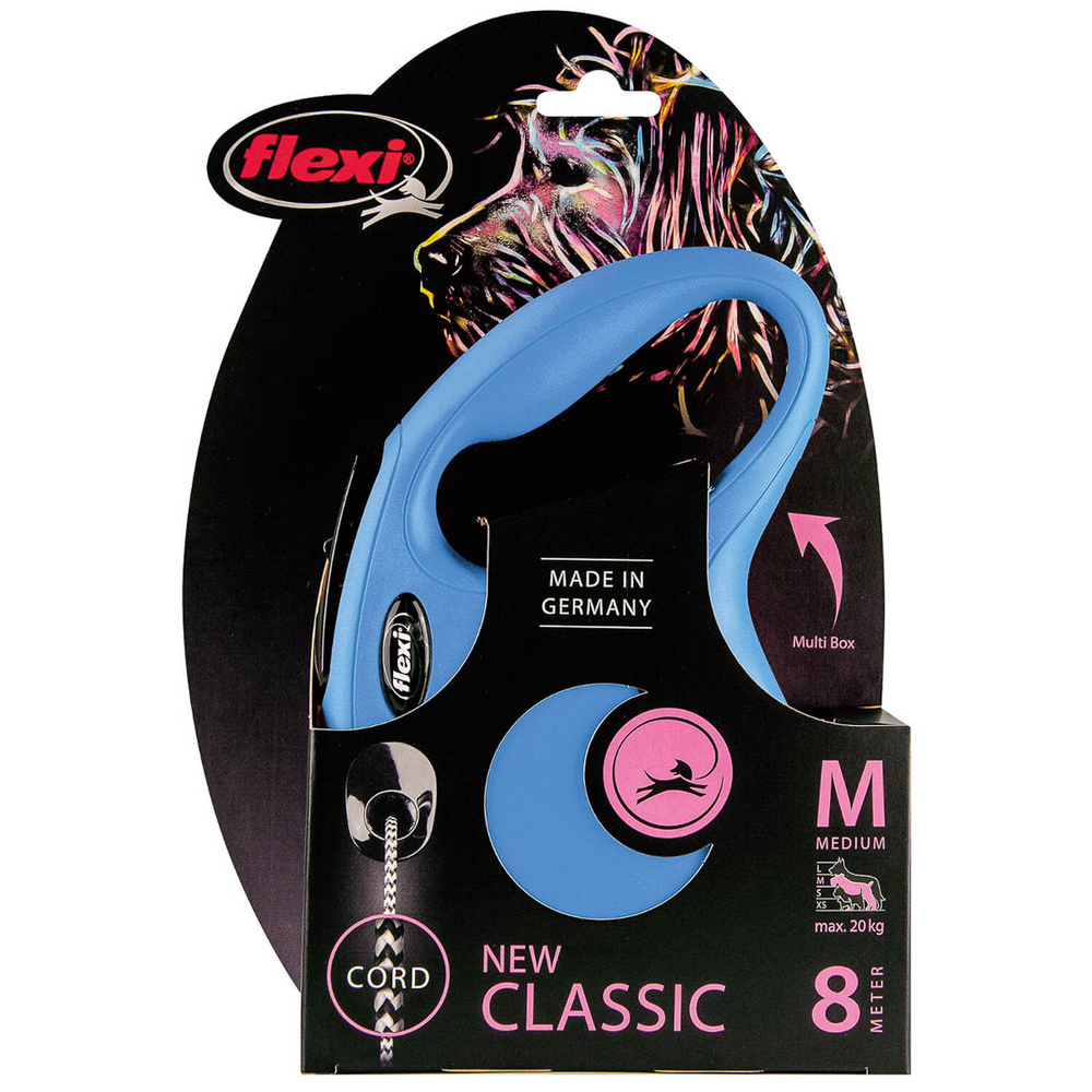 flexi рулетка New Classic M (до 20 кг) 8 м трос синяя