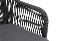 "Лион" стул плетеный из роупа, каркас алюминий серый (RAL7022) муар, роуп серый круглый, ткань серая 017