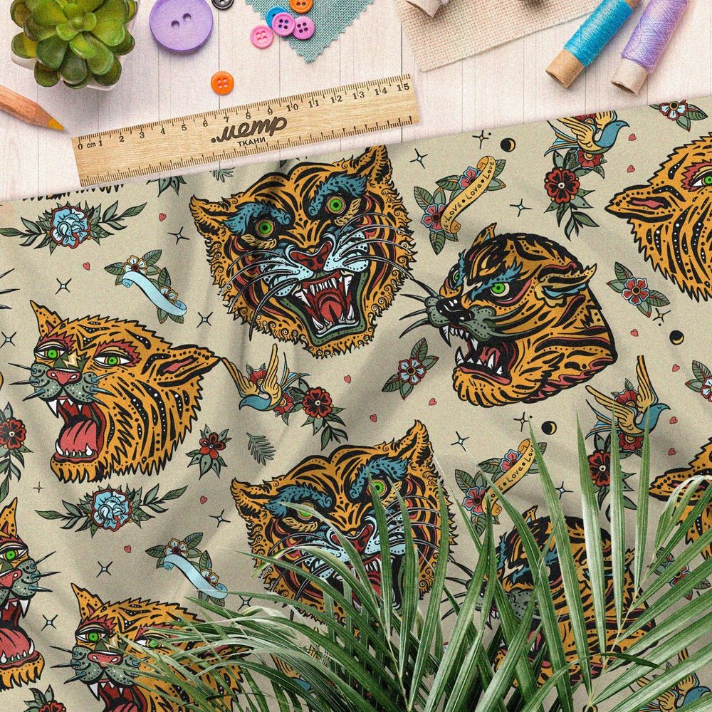 Ткань бязь опасные тигры