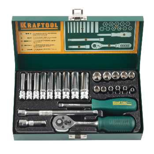Набор торцовых головок 1/4", 24 предмета KRAFTOOL, 27890-H24_z01