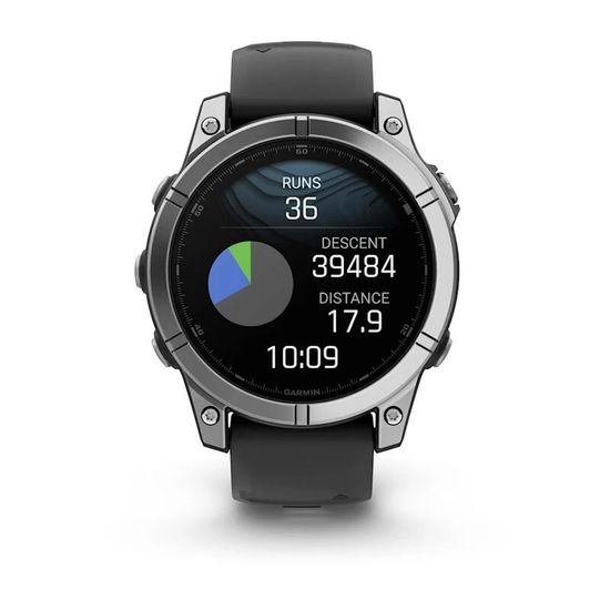 Умные часы Garmin Fenix E, 47 мм, AMOLED, stainless steel with a black silicone band
