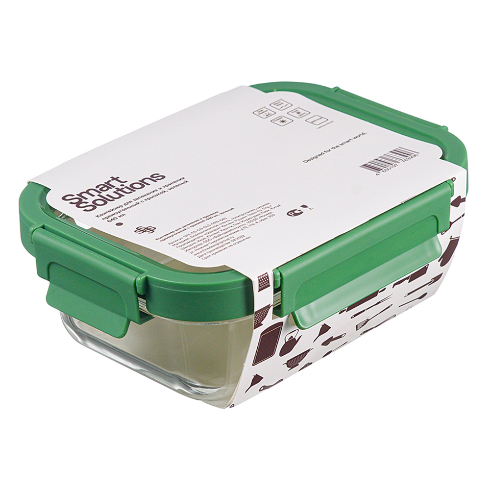 Контейнер для запекания и хранения прямоугольный с крышкой, 640 мл, зеленый