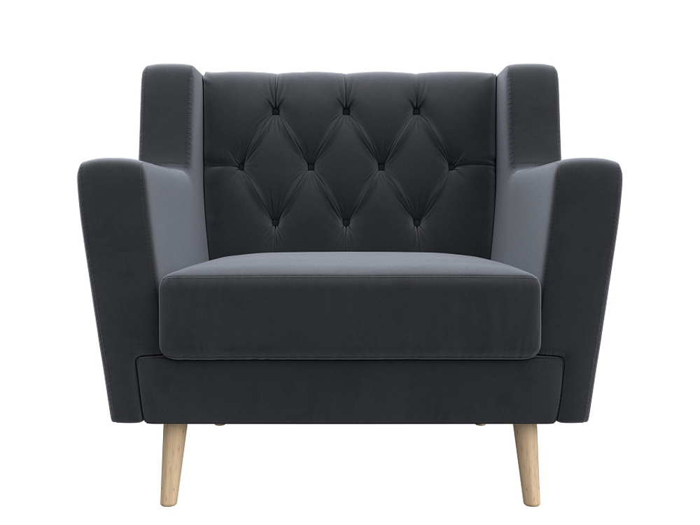 Кресло Брайтон Люкс, Серый, Велюр, 108894