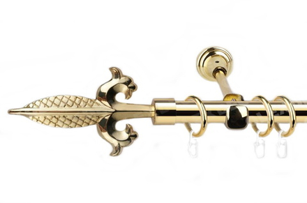 Карниз кованый для штор Женева d16 однорядный, цвет золото глянец