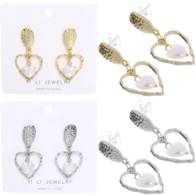 Серьги «ЭЛЛОДИ», сердечки, цвет золото и серебро, 3,5*3,5см