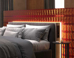 Фото Стеклоблок половинка оранжевый окрашенный изнутри  Vitrablok  19х9х8см.  в интерьере