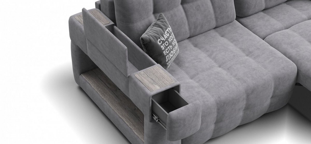 Диван BOSS.XO MAX Велюр Royal агат / WOOD Rock