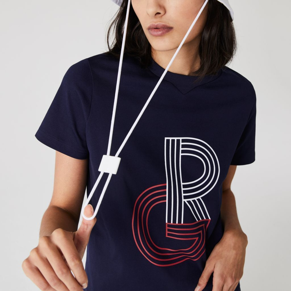 Женская теннисная футболка Lacoste SPORT Graphic Roland Garros - небесный