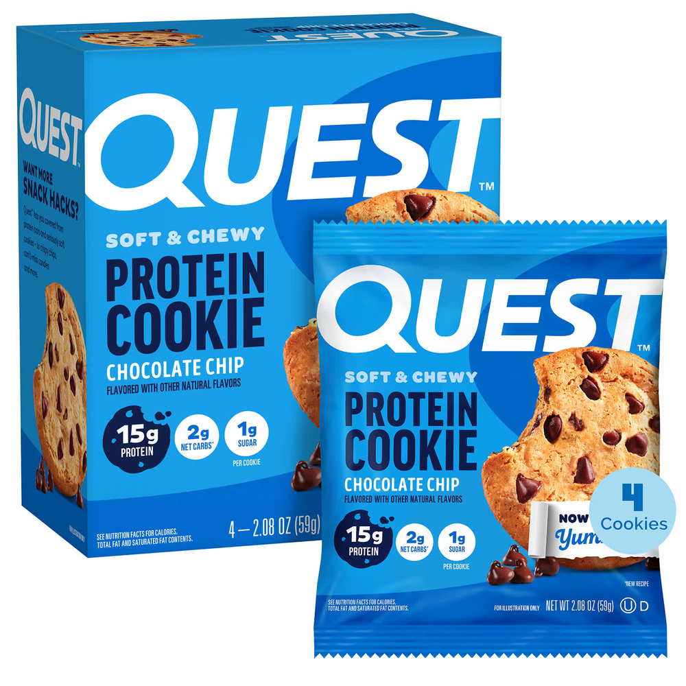 Quest Nutrition, Протеиновое печенье, шоколадная крошка, 4 пакетика, 59 г (2,08 унции)