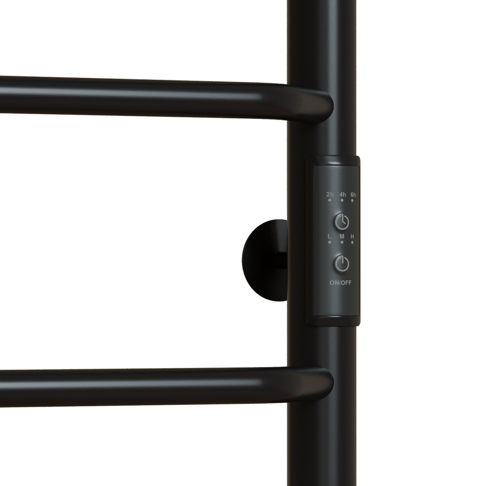 Полотенцесушитель MIXLINE MIRA  80х50 (таймер, 336 Вт, 5 перекладин + ПОЛКА) электрический ЧЕРНЫЙ