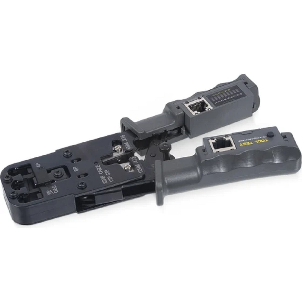 Инструмент обжимной Cabeus HT-2010NT (HT-022) Инструмент обжимной 3 в 1 для RJ-45, RJ-11 / 12 с тестером для витой пары