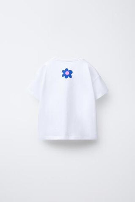 ZARA ФУТБОЛКА С РЕЛЬЕФНЫМ ПРИНТОМ, БЕЛЫЙ