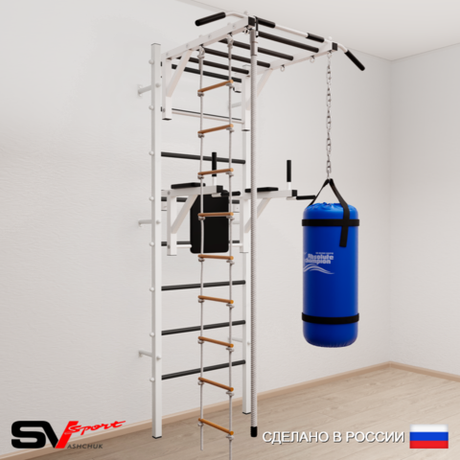 Шведская стенка Sv Sport 5453 (Турник рукоход/Брусья/Канат/Лестница/Цепь/Мешок 30кг)