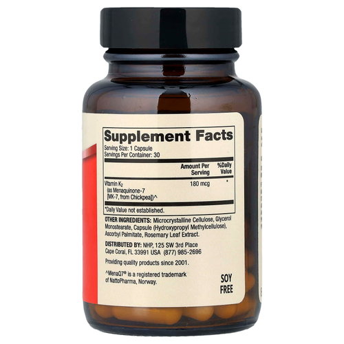 Dr. Mercola, Витамин K2, 180 мкг, 30 капсул
