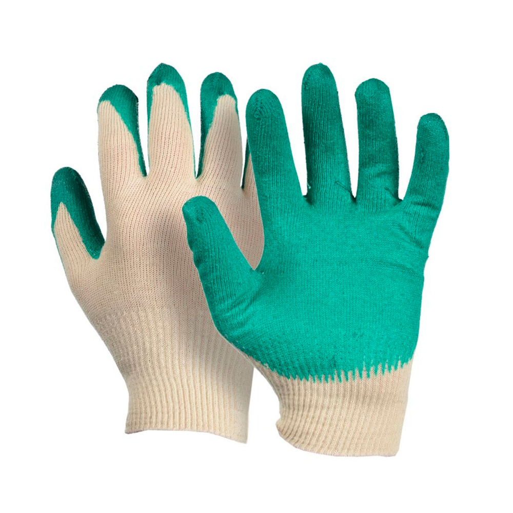 Перчатки рабочие ХБ с одинарным латексным обливом 13 класс вязки