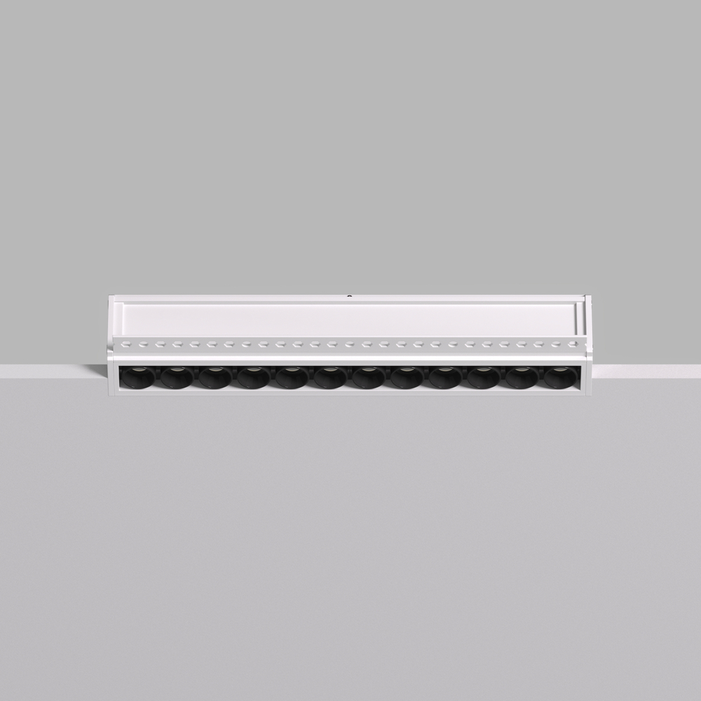 DK2532-WB Встраиваемый светильник SPACE со светодиодом под шпатлевку L240mm 220V 20W 38° 4000К IP20 белый/черный алюминий