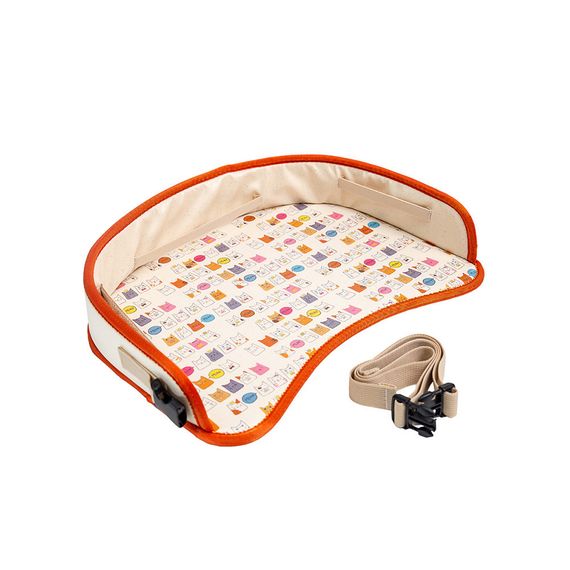 Столик с бортиками Organic Factory Genie Tray Котики, оранжевый