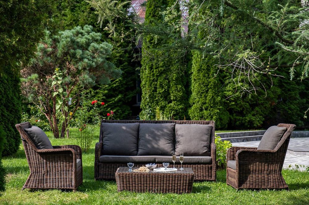 "Гляссе" лаунж-зона из искусственного ротанга, цвет коричневый