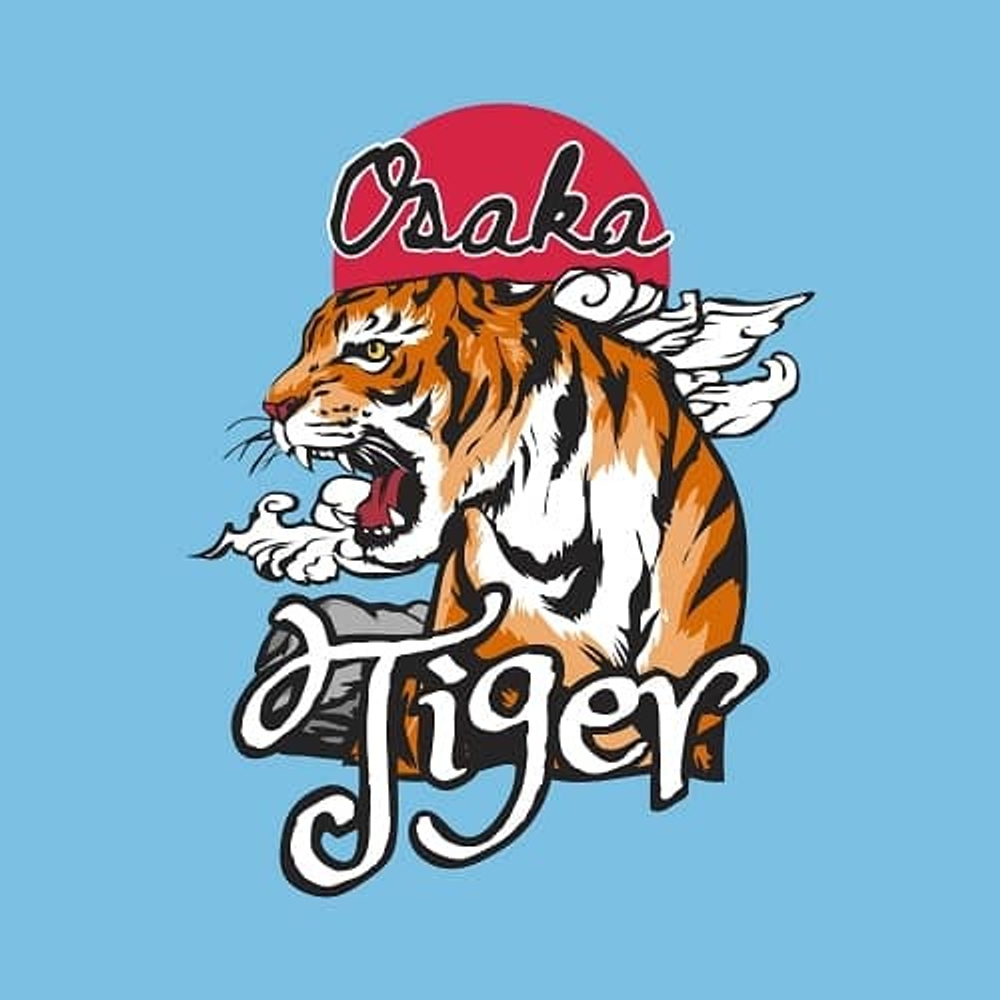 принт PewPewCat с тигром Osaka tiger голубой