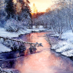 Вохмин И. Зимний вечер. Холст, масло. Россия. 2024.