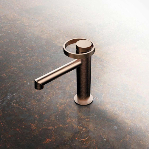Смеситель для раковины Gessi Anello, низкий, с донным клапаном, цвет Copper Brushed PVD