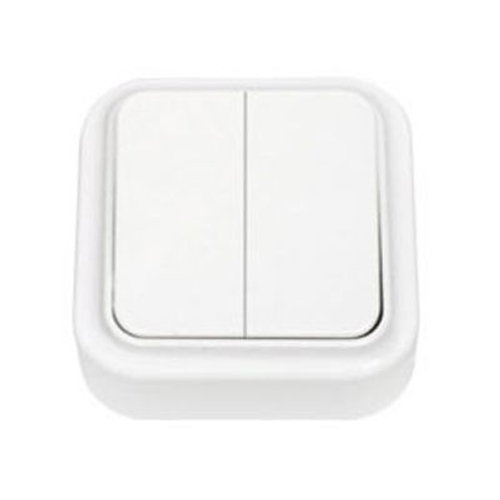 Выключатель двухклавишный 6А 250В IP20 О/У без инд БЕЛЫЙ Пралеска