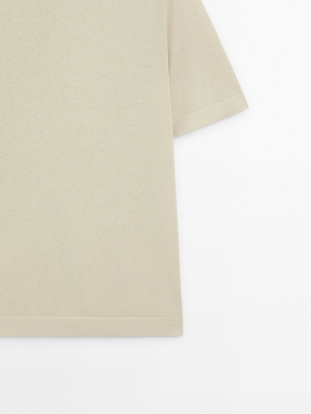 Massimo Dutti Футболка с круглым вырезом, светло-бежевый