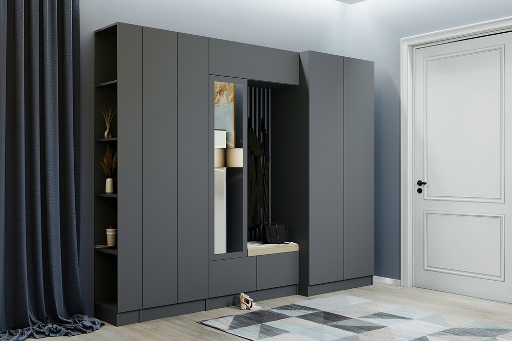 Шкаф для одежды и белья Руэлла, Графит серый
