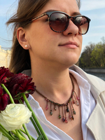 Колье из бисера ручной работы с камнем Турмалин