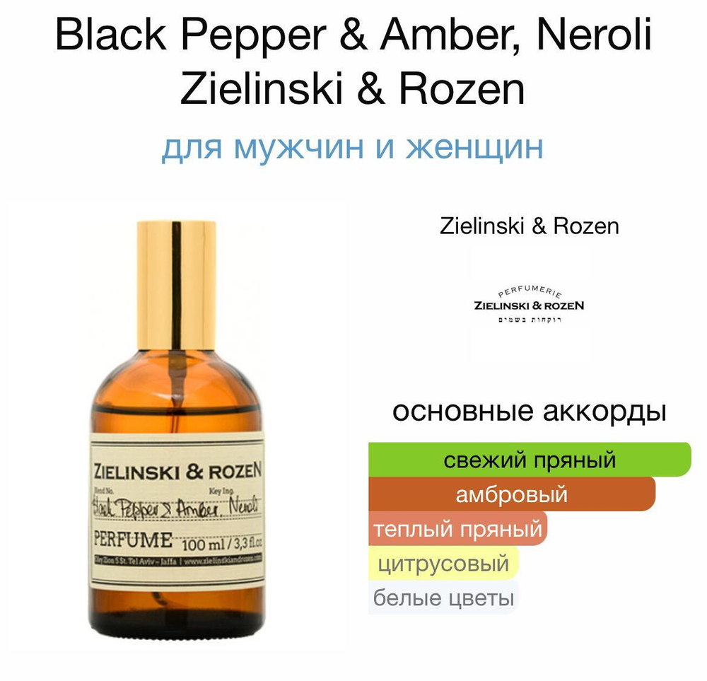 Парфюм Zielinski & Rozen Black Pepper & Amber, Neroli