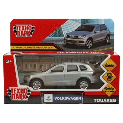 Модель ин. мет. "Volkswagen Touareg" 12см, двери, багаж, сереб , коробка TOUAREG-12-SR (Технопарк)