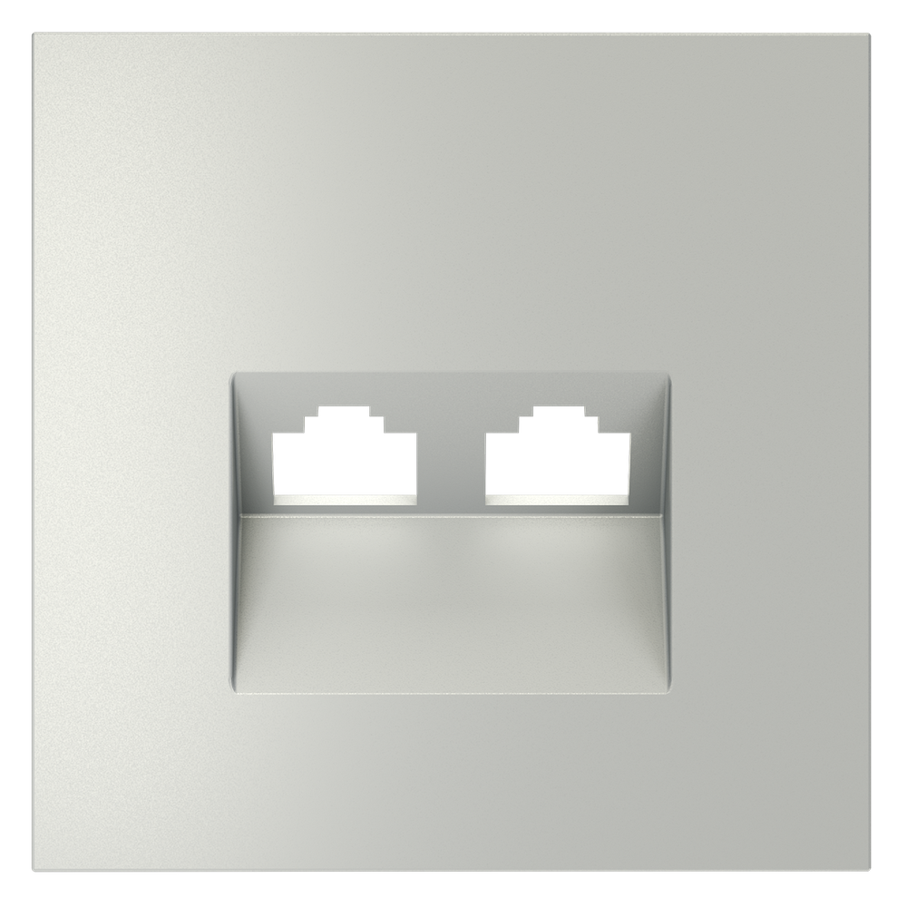 Накладка для розетки компьютерной двойной RJ45+RJ45 кат.6, S70 (сталь)