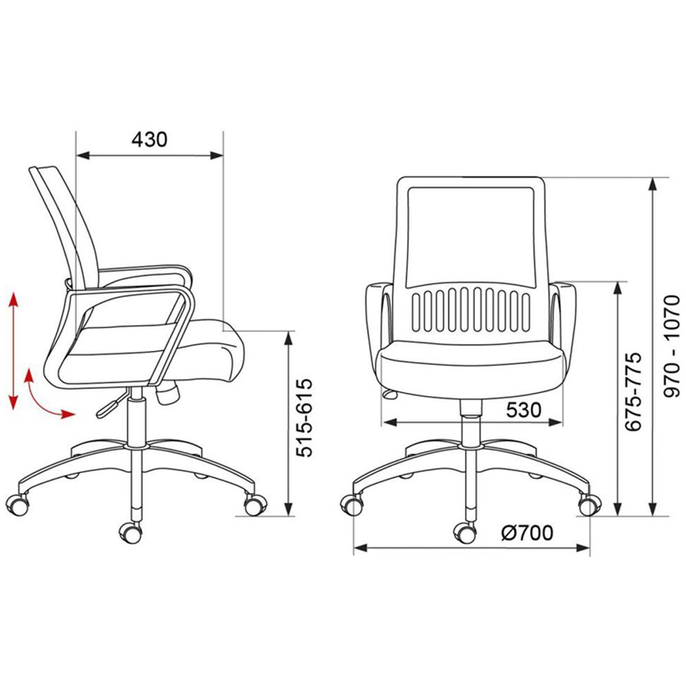Кресло оператора Бюрократ MC-201, PL, спинка сетка черный, сиденье ткань-сетка черный TW-11, механизм качания