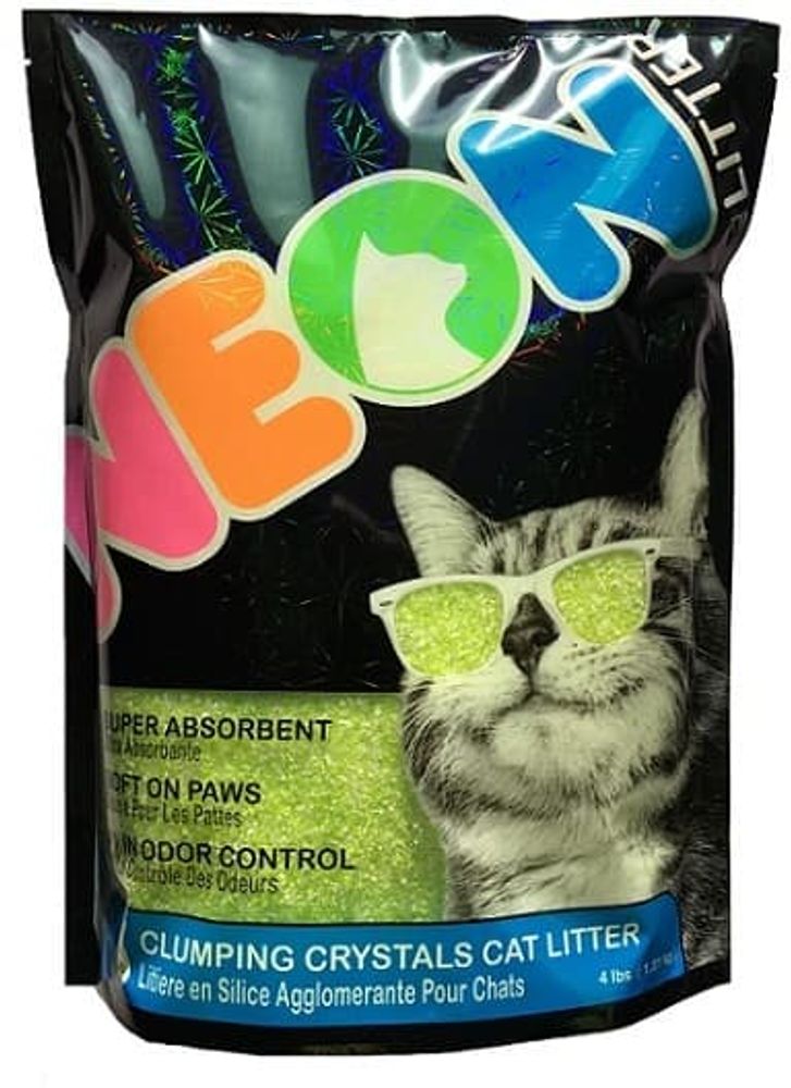 Neon Litter наполнитель силикагель, комкующийся, зеленый 1,8 кг