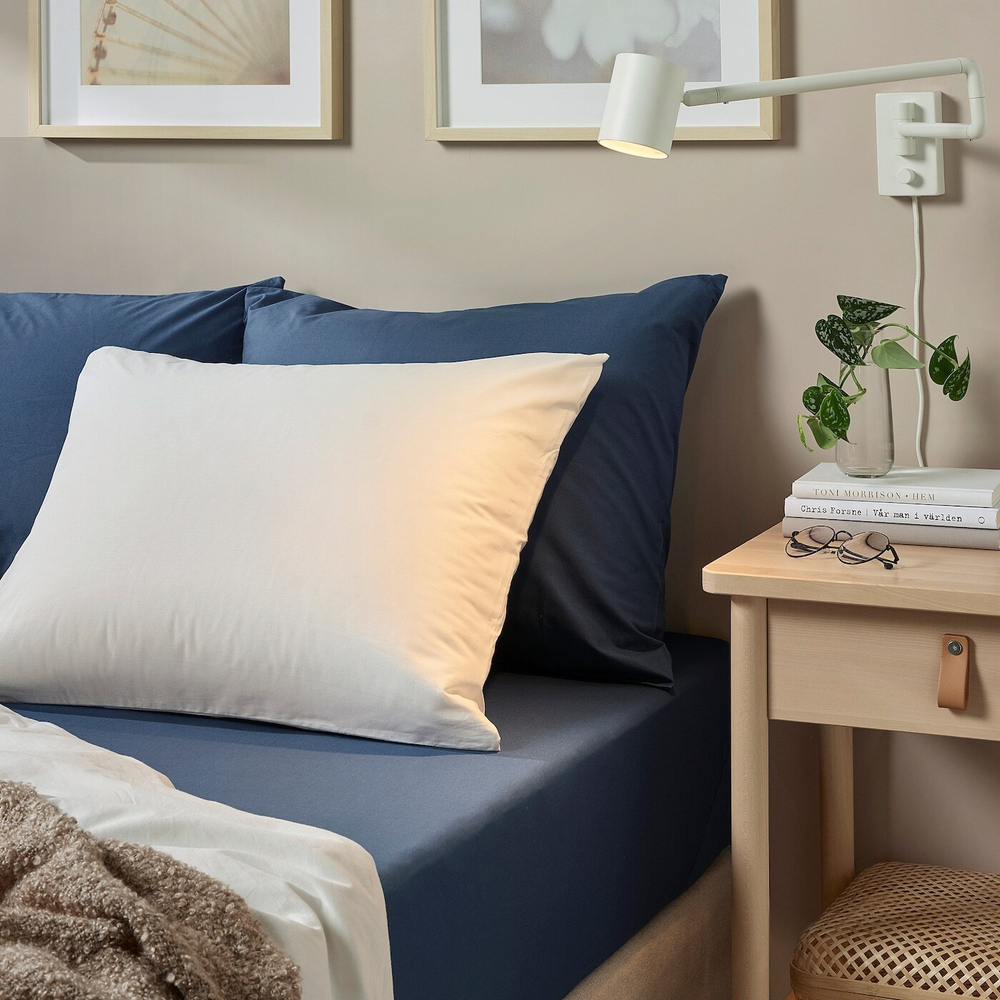 IKEA ULLVIDE  (ИКЕА УЛЛВИДЕ)  -  Простыня на резинке, темно-синяя, 90x200 см
