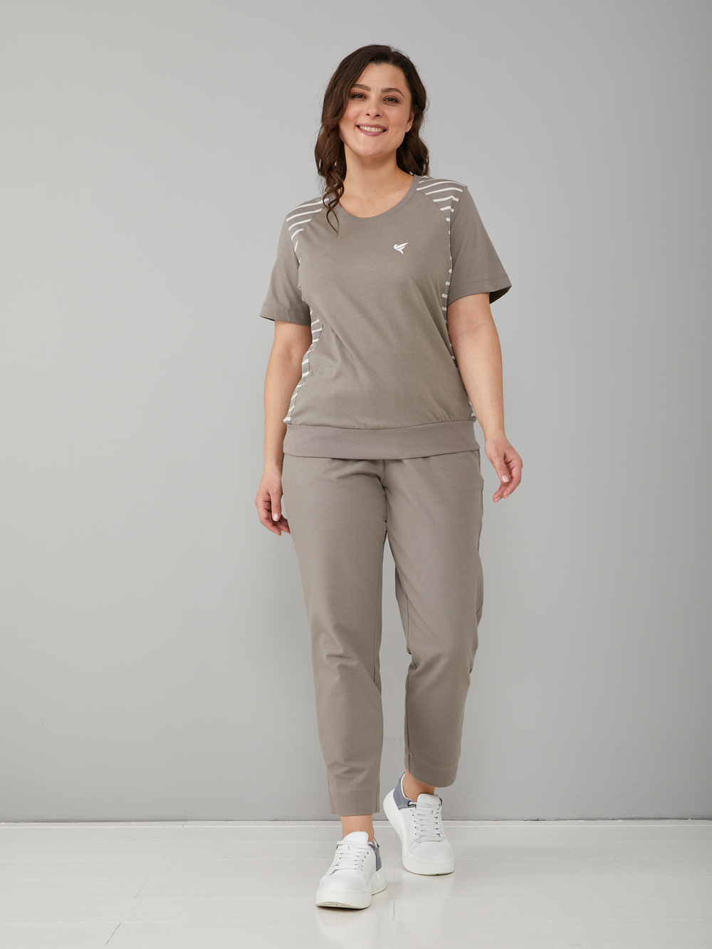 Футболка Фк-115/серобежевая-полоса