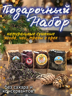 Подарочный набор 3 (пучок душицы, малина, орех, облепиха, иван чай, шишки)