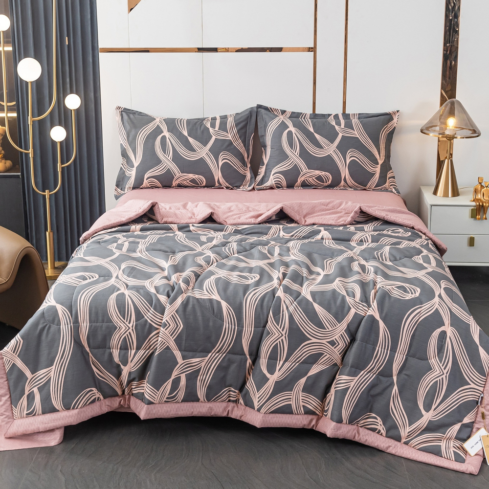 Комплект постельного белья Сатин с Одеялом 100% хлопок 160x80 на резинке OBR143