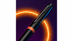 Ручка-роллер Parker IM Vibrant Rings Flame Orange, стержень:Fblk, в подарочной упаковке.