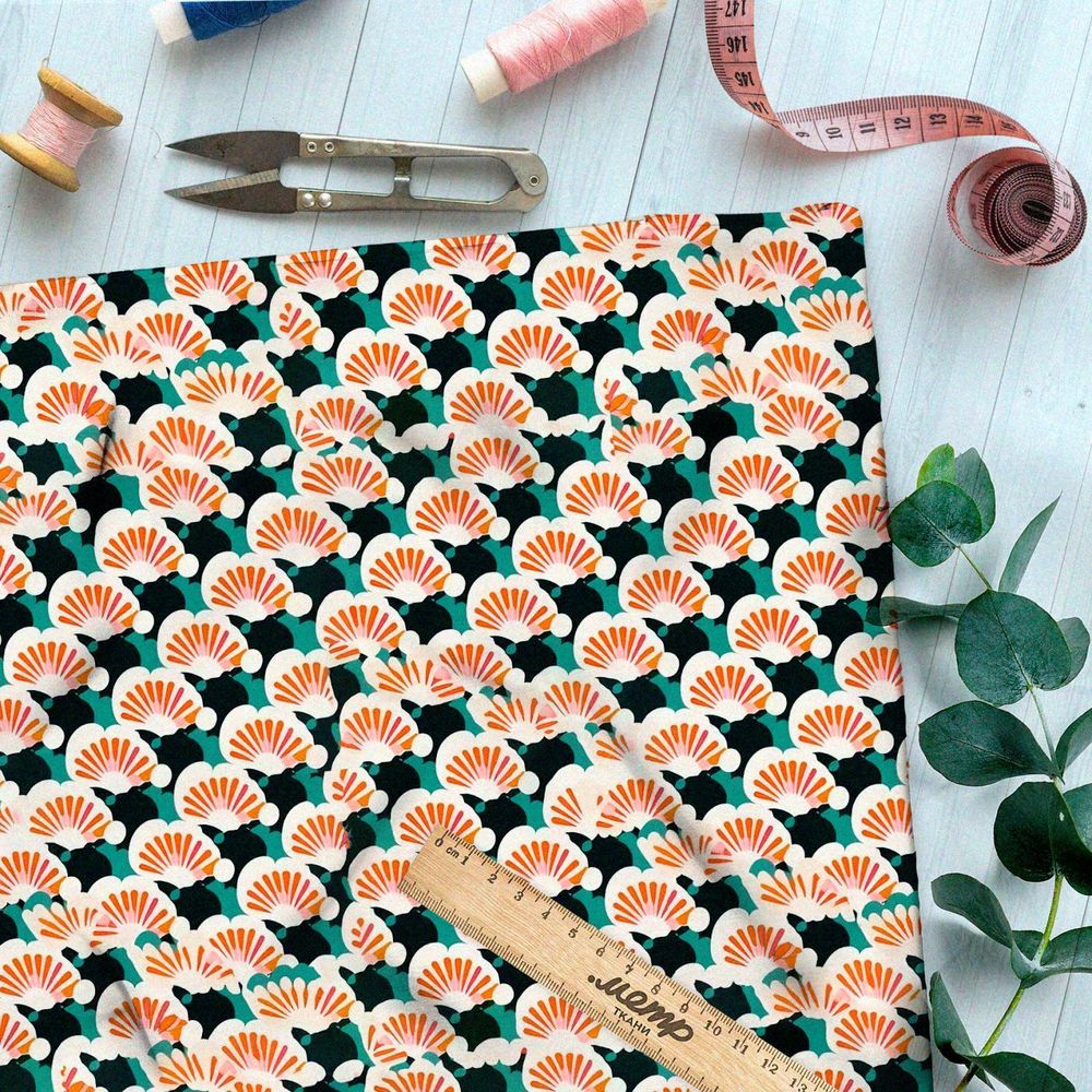 Ткань премиум дюспо ретро символы