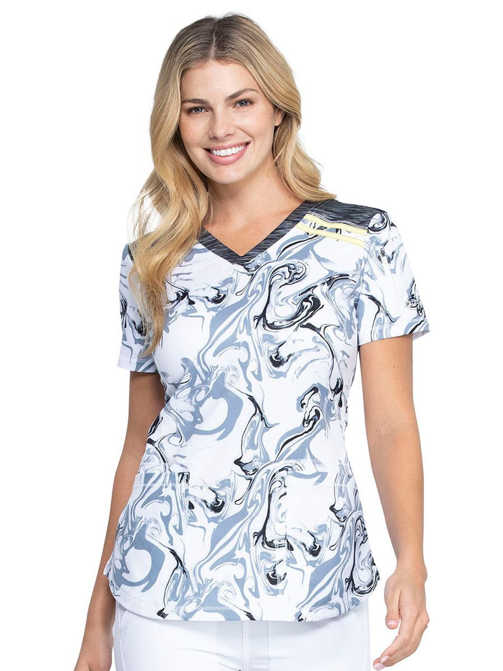 Топ медицинский женский Dickies DK602, серые узоры, XS