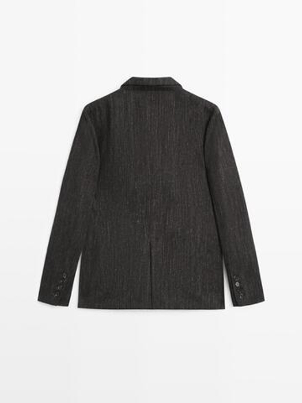 Massimo Dutti Пиджак из смесовой шерсти с меланжевым узором, черный