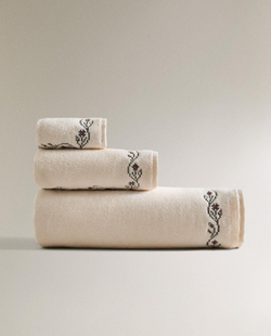 Zara Home - Полотенце для ванной с вышивкой крестиком, белый, 90х150 см