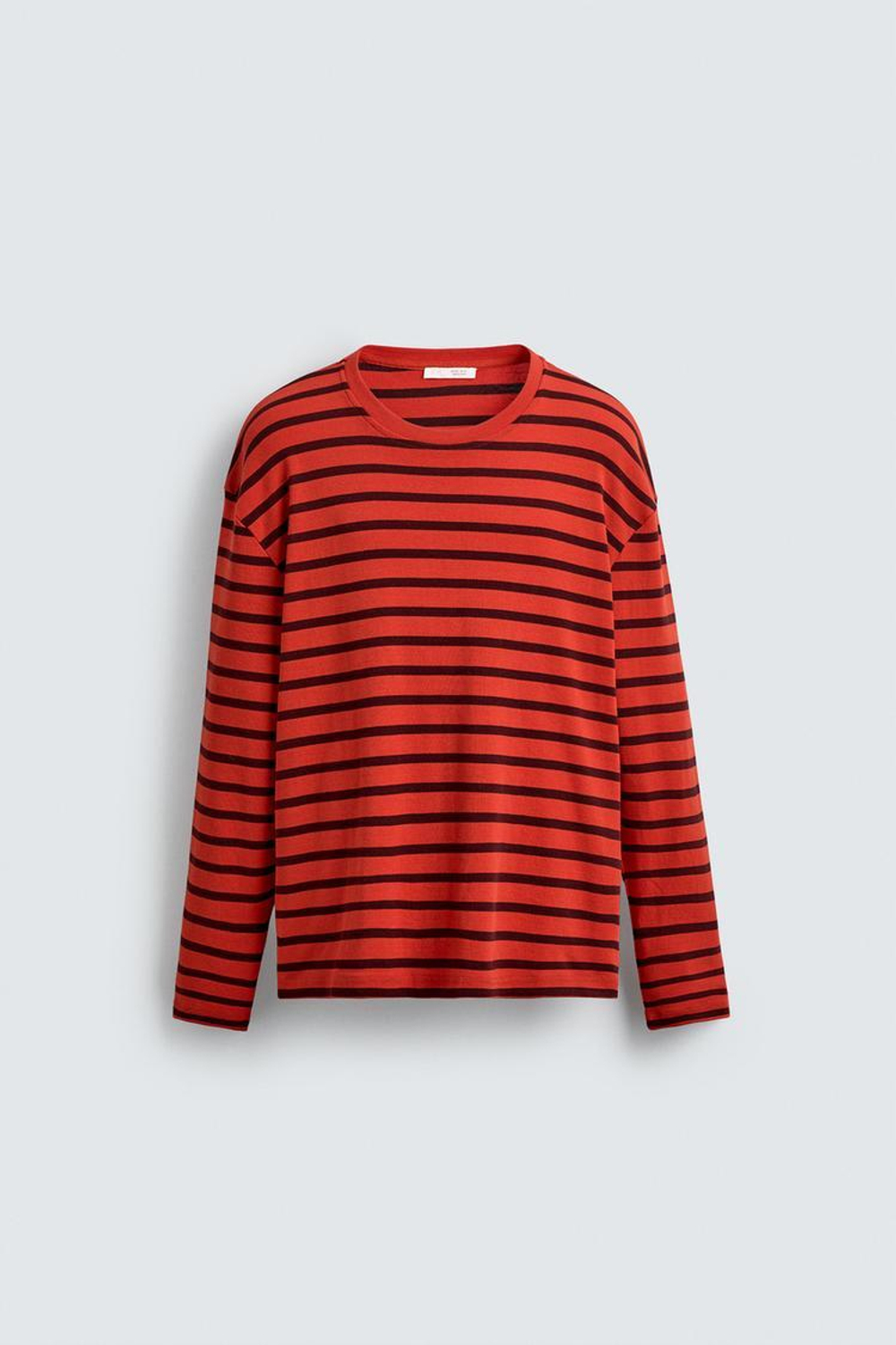 ZARA ФУТБОЛКА В ПОЛОСКУ С КОНТРАСТНЫМИ ДЕТАЛЯМИ, КРАСНЫЙ/ЧЕРНЫЙ