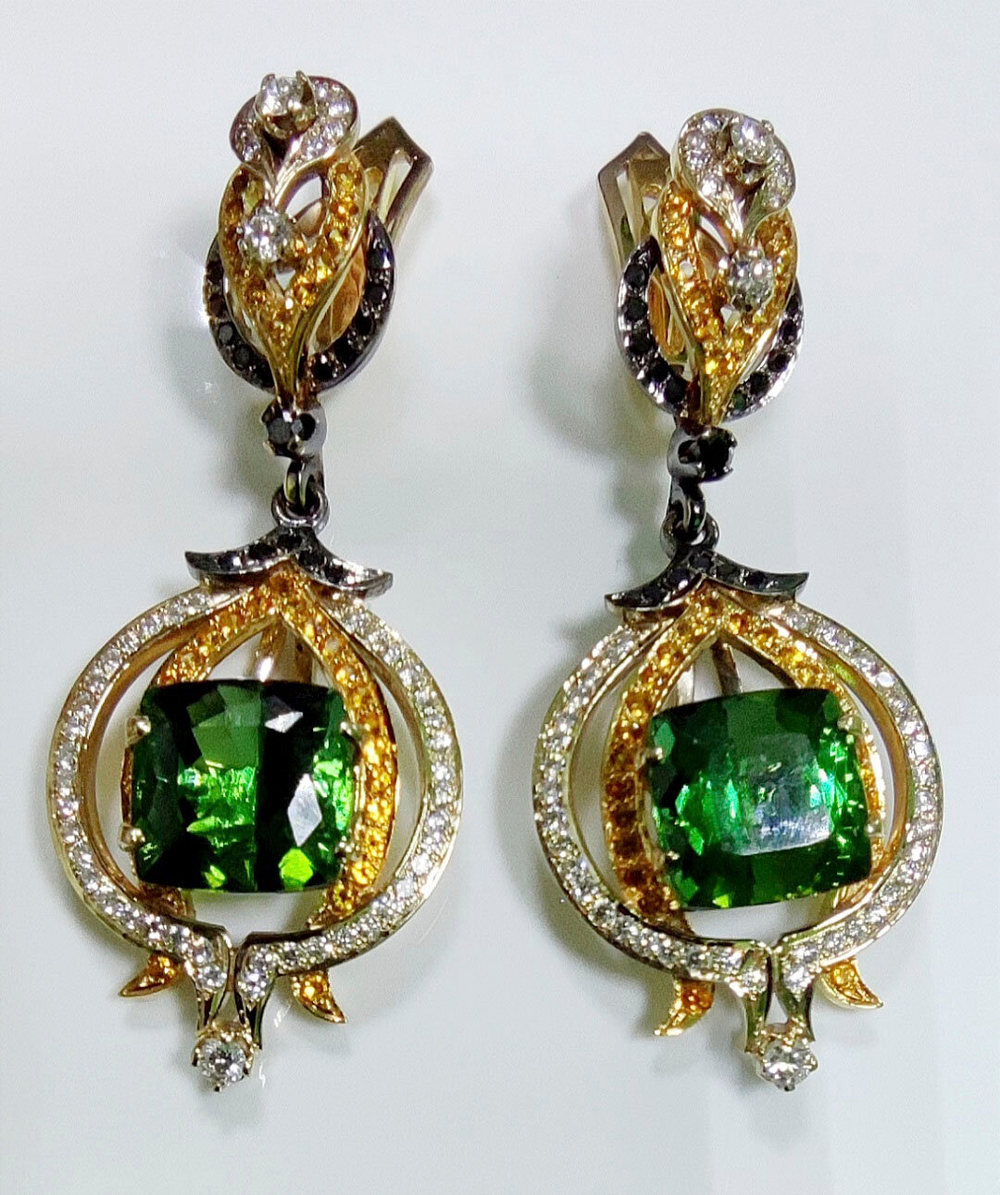 Серьги "Эстерелла" с зеленым турмалином