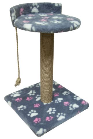 Зооник когтеточка на подставке мех цв,, с лежанкой круглой (400х400х600)