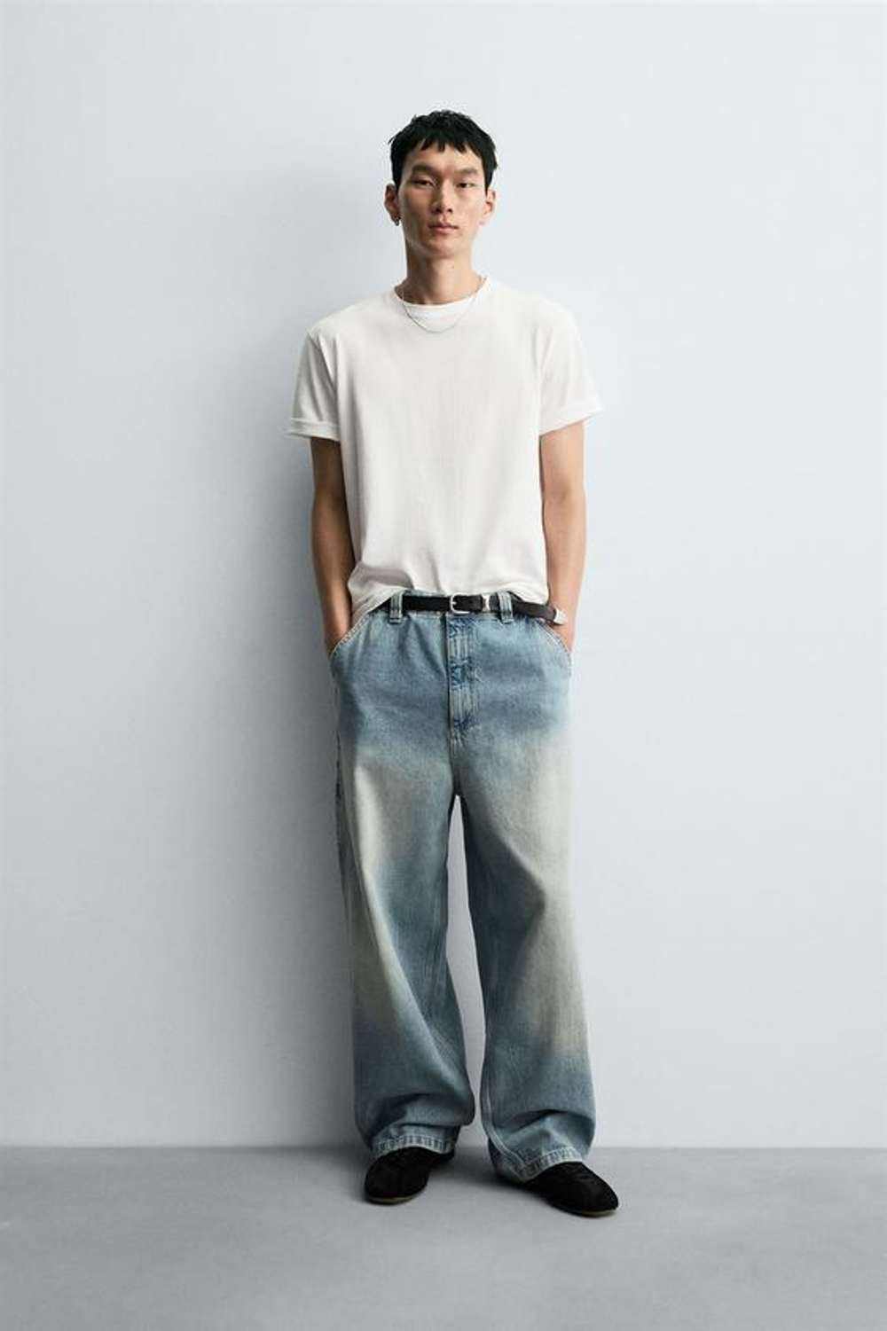 ZARA ДЖИНСЫ WIDE BAGGY FIT, ГОЛУБОЙ