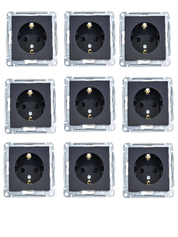 Розетка 1-м СП AtlasDesign 16А IP20 с заземл. механизм карбон SE ATN001043 9шт