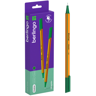 Ручка капиллярная Berlingo "Rapido" зеленая, 0,4 мм, трехгранная