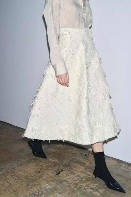 ZARA ЮБКА МИДИ ИЗ РЕЛЬЕФНОЙ ТКАНИ — ZW COLLECTION, ЭКРЮ